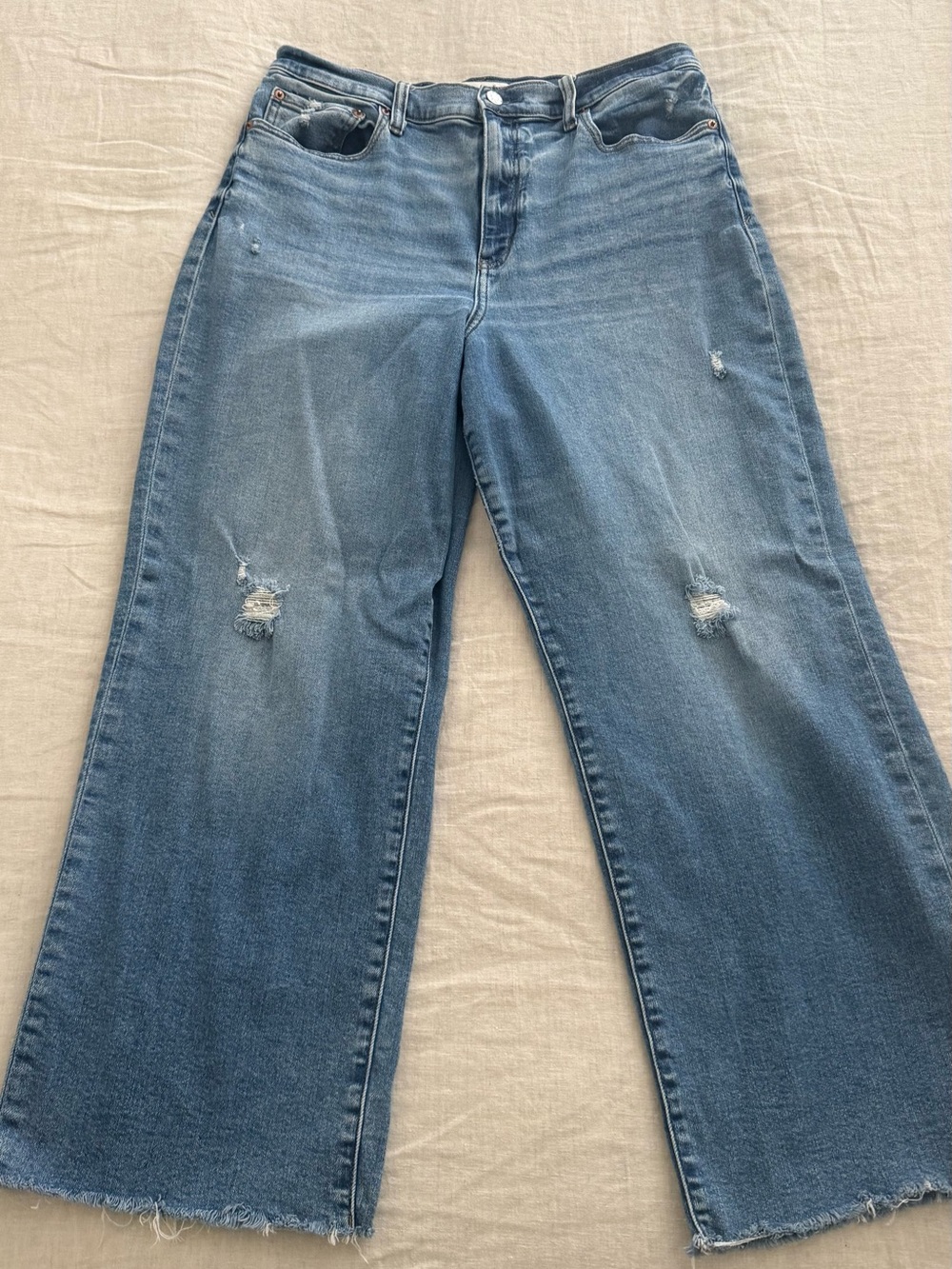 Daze Women's High-Rise Wide-Leg Distressed Jeans in Medium Blue